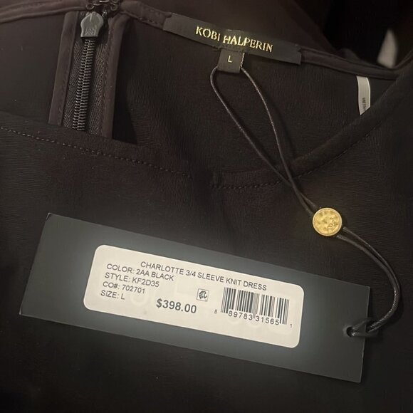 Kobi HALPERIN Black Charlotte Double-Knit Ruched Midi Dress Size Large / 12 - Picture 8 of 12